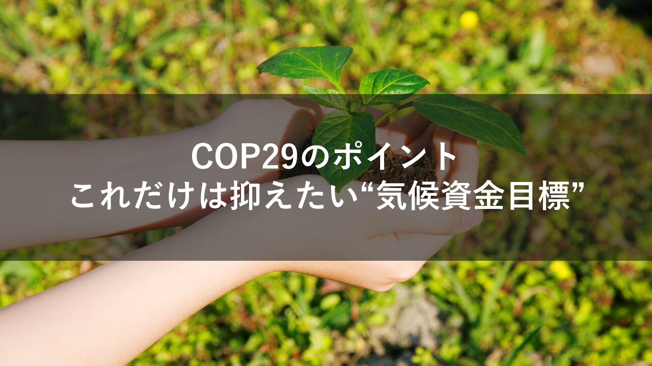 COP29のポイント　これだけは抑えたい“気候資金目標”
